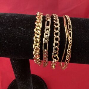 4 gold tone costume jewelry bracelets